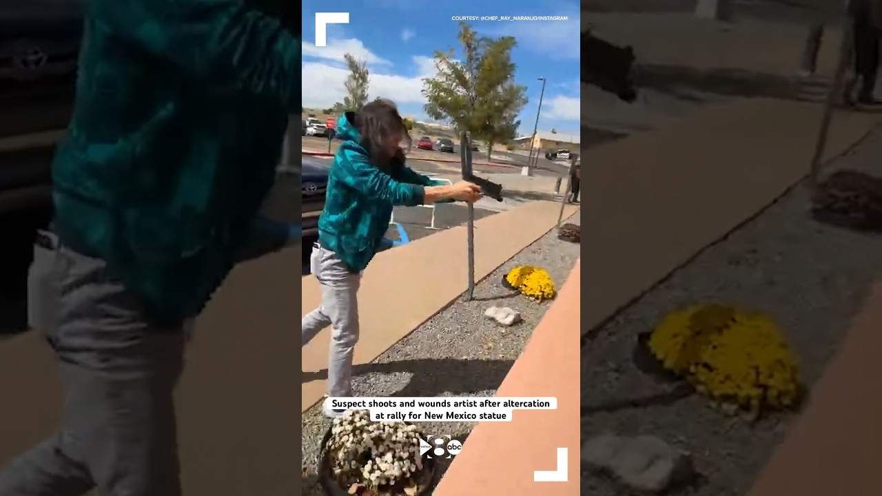 Suspect shoots and wounds artist after altercation at rally for New Mexico statue