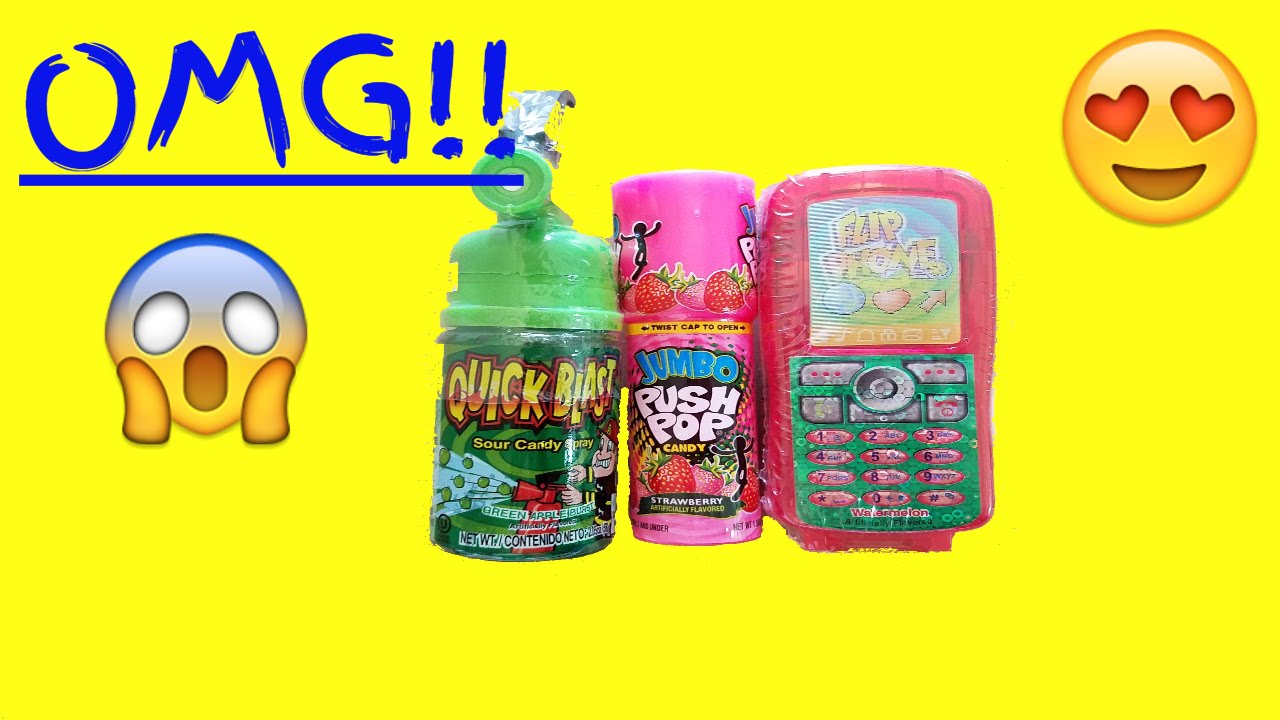 Sweet and Sour Candy Review,QuickBlast, Jumbo Push Pop and Flip Phone