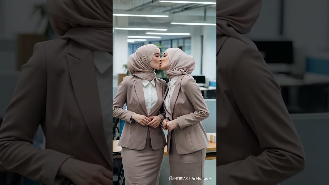 Sweet kiss of twins hijab women 01 #lesbian #kissing # woman #hijab #twins