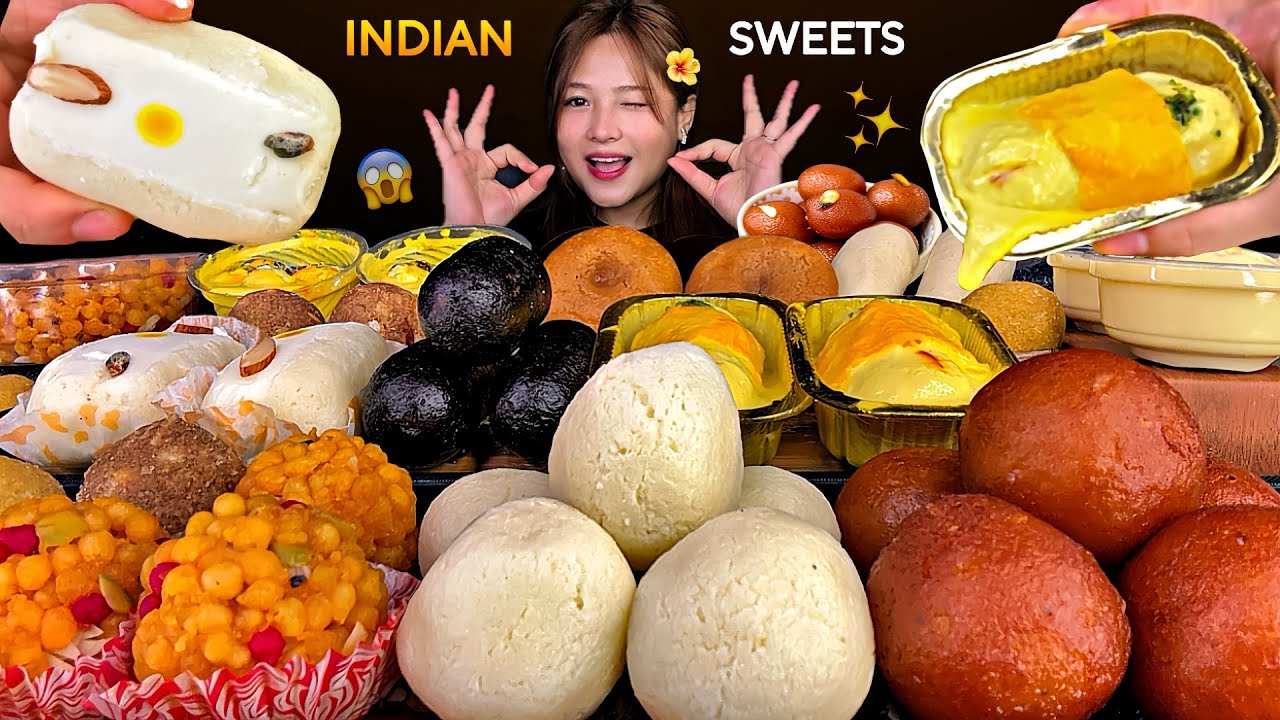 SWEETEST MUKBANG EVER✨I TRIED 14 + INDIAN SWEETS 🤩MY MIND WAS BLOWN! 🤯#mikasa 