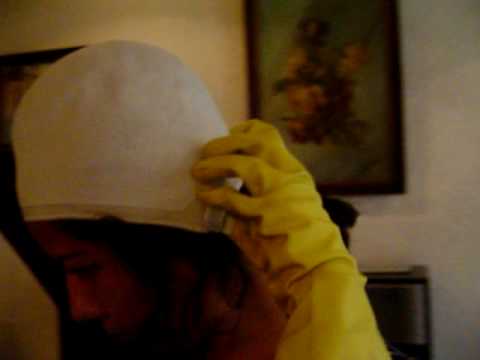 Swimcap and latex gloves