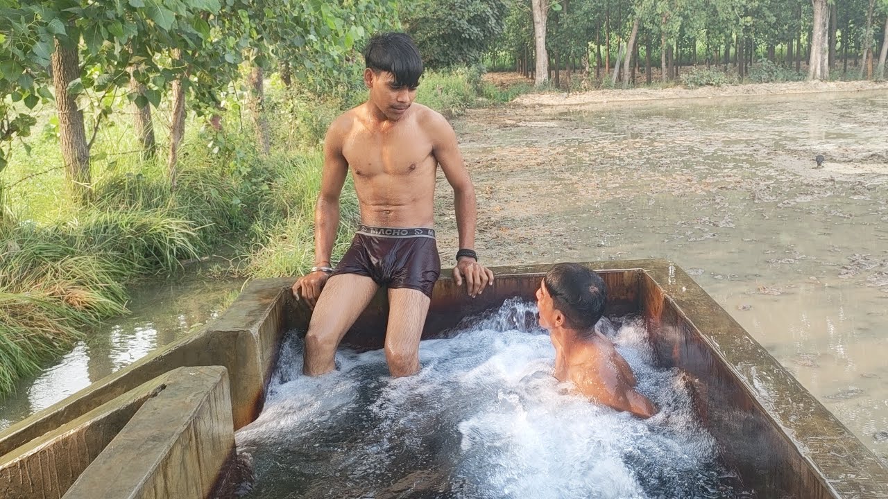 Swimming In Tubewell Water Pool In Village | village tubewell Swimming | Live  | village swimming
