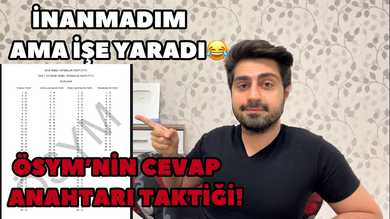 ÖSYM CEVAP ANAHTARI TAKTİĞİ BANA NET KAZANDIRDI! #YKS #TYT