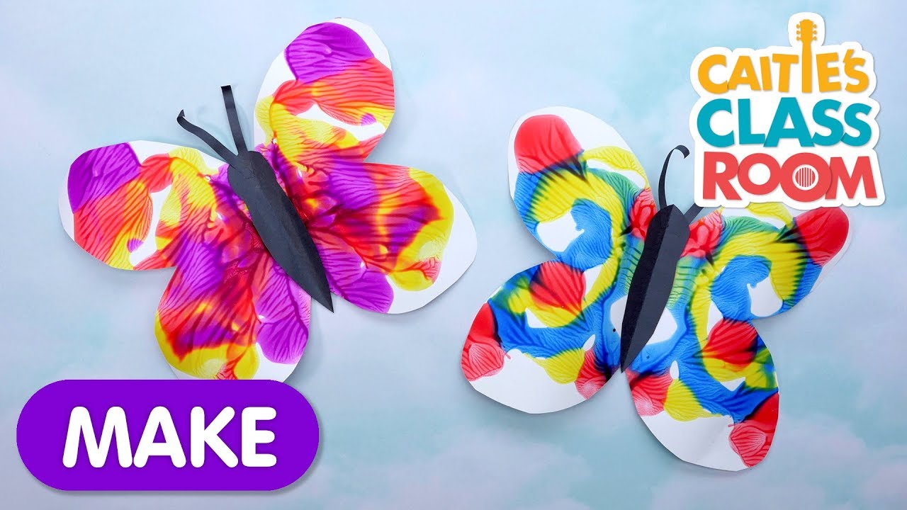Symmetrical Butterfly Painting | Caitie's Classroom | Learning Videos For Kids