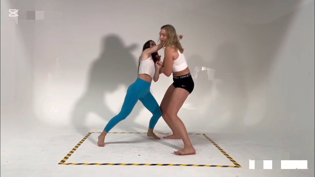 Tall Blonde Girl Wrestling a Yoga Girl!