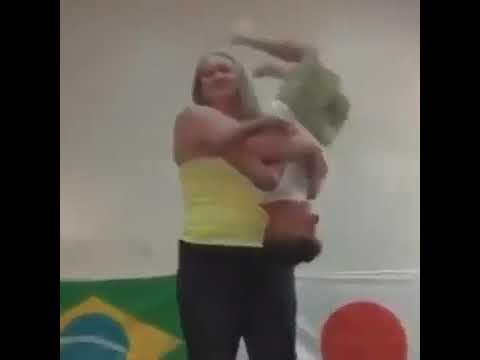 Tall woman wrestling