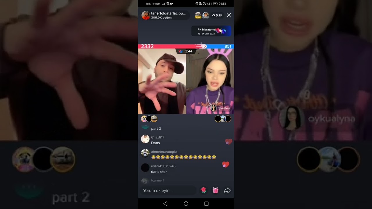 Taner Tolga Tarlacı Öykü Tiktok yayını 22.01.2022