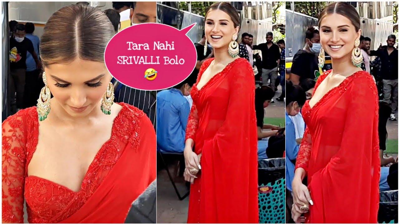 Tara Sutaria did it again 🔥 Seeks Everyones Attention in Red Saree 💃 for Promotions | Heropanti 2