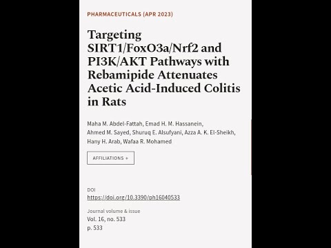 Targeting SIRT1/FoxO3a/Nrf2 and PI3K/AKT Pathways with Rebamipide Attenuates Acetic A... | RTCL.TV