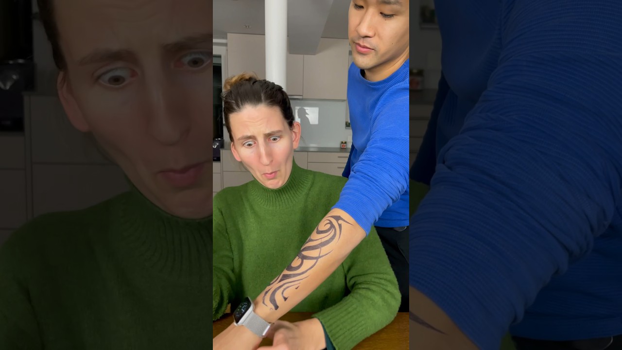 Tattoo Prank on my Wife #internationalcouple #amwf #prank #tattoo #国際カップル #国際夫婦
