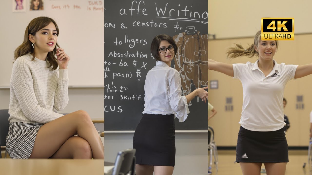 Teachers in Mini Skirts 4K AI Lookbook Beautiful Girls, Fashion Show