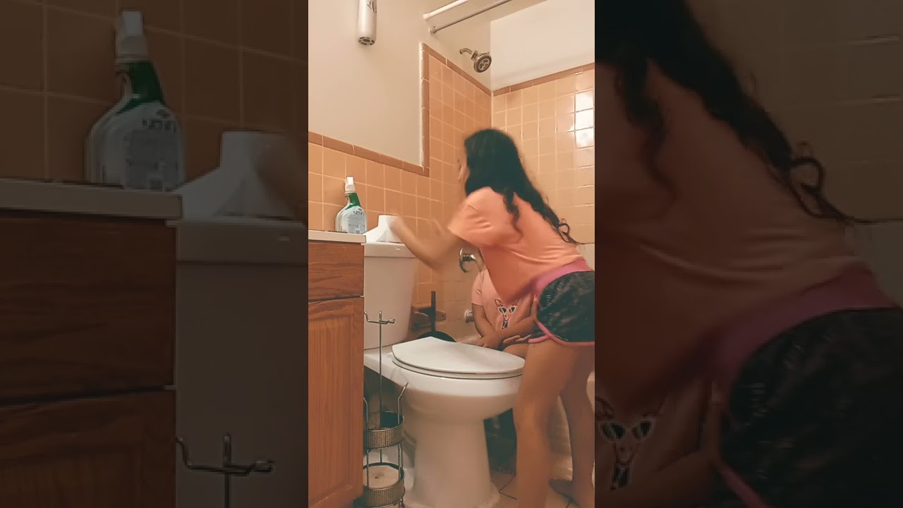 Teaching my sister how to use the bathroom hahaha!
