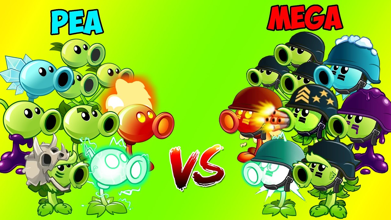 Team Normal PEA Max Vs MEGA GATLING Level 1 - Who Will Win? - PVz 2 Team Plant vs Team Plant