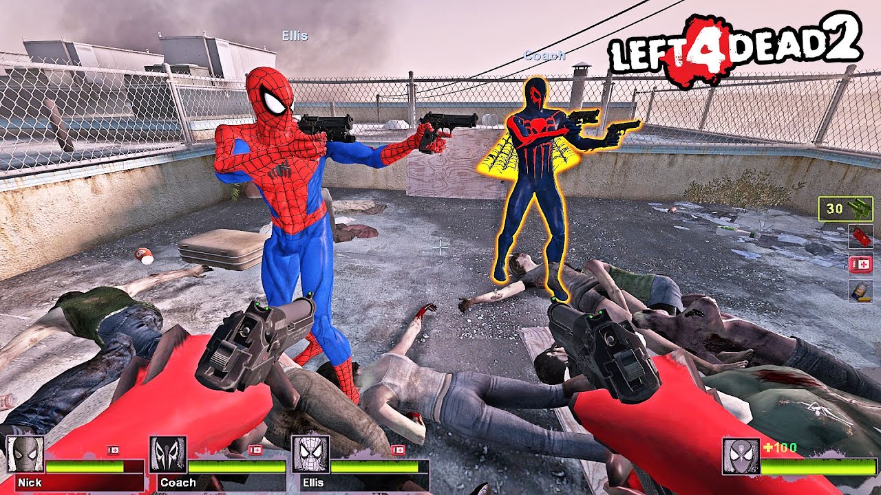 Team Spiderman vs Zombie attacks #15 - Left 4 Dead 2 funny moments