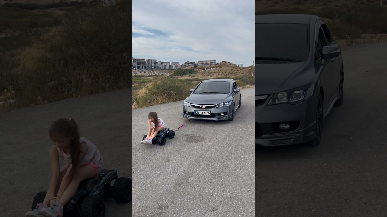 Tek başına üzerinde 25 kiloyla araba çekti honda civic || traxxas Xmaxx @dudeperfect @KevinTalbotTV