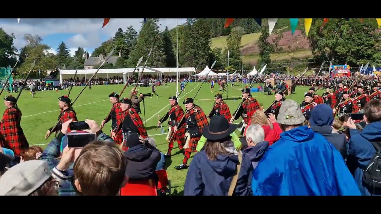 The arrival of the Lonach Men 2024; the Lonach Gathering.
