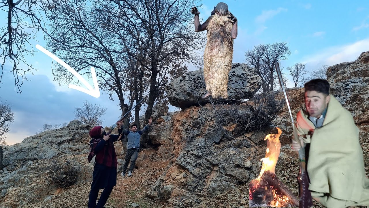 The attack of the giant on Ruhollah and the saving of Ruhollah by Afshanah from the handof the giant