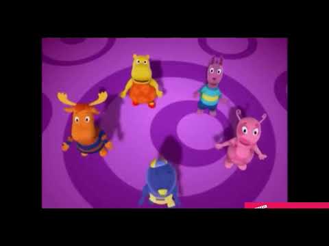 The backyardigans theme song sped up and it zooms in randomly