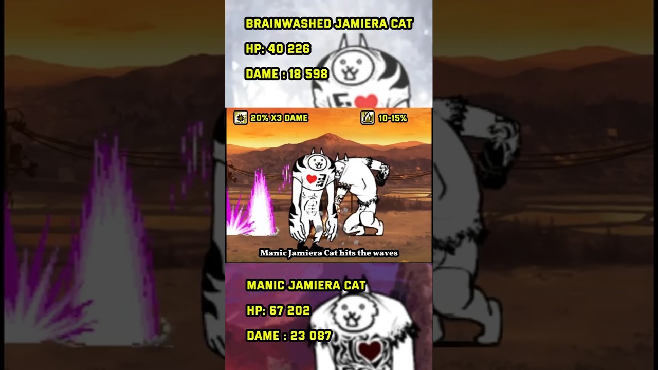The Battle Cats : Brainwashed Jamiera Cat vs Manic Jamiera Cat #shotrs  #thebattlecats