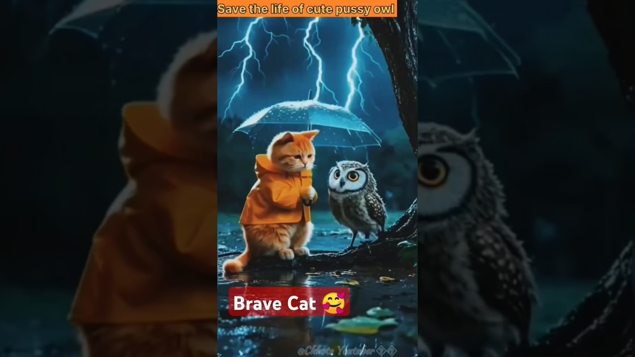 The cat save the life of small owl and cute pig  #shorts #viralvideo #tranding