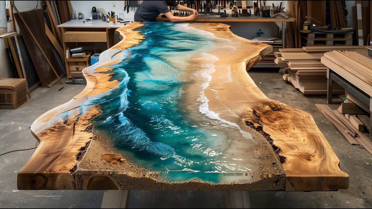 The Crazy Process of Containing the Ocean in a Dead Tree. Korea Resin Table