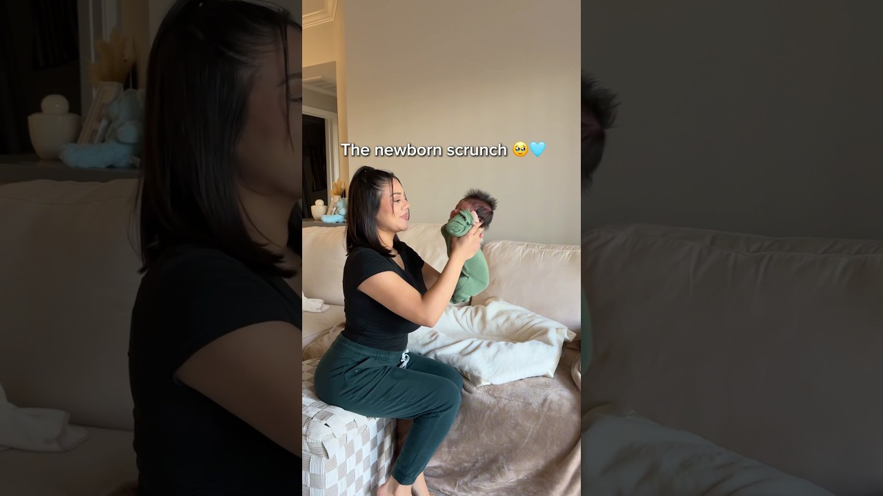 The cutest newborn scrunch 🥹🩵🙏 #firsttimemom #newbornbaby