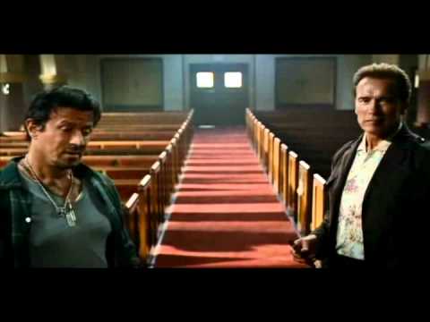 The Expendables - Scene with Stallone, Willis and Schwarzenegger