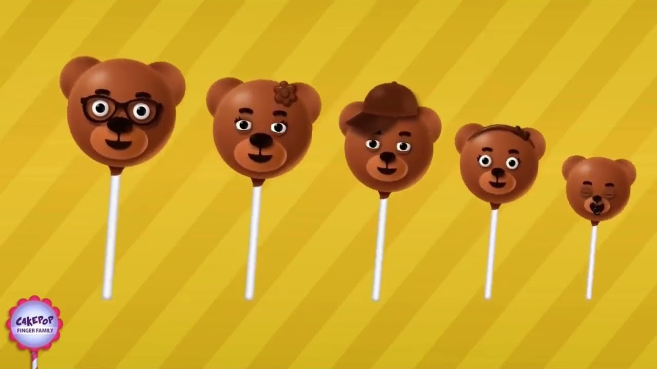 The Finger Family Brown Bear Cake Pop Family Rhyme | Animal Cake Pop Finger Family Songs(REUPLOADED)