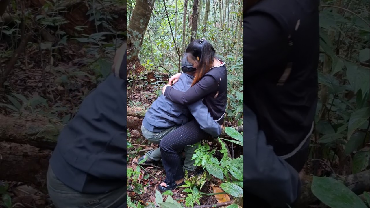 The girl went into the forest and her leg was stuck in a tree
