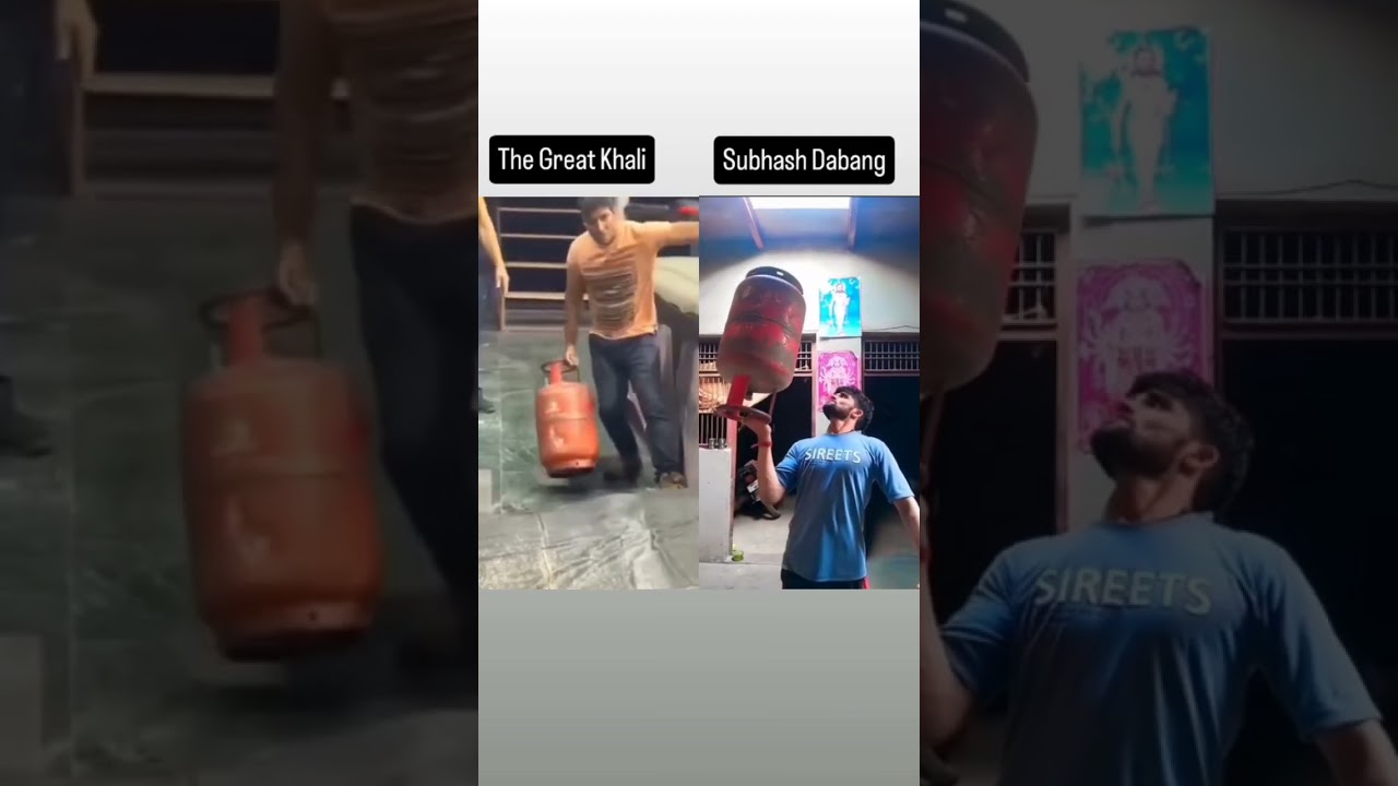 The Great Khali #Vs#subhash #desi gas cylinder lift #shorts #shortvideo #greatkhali