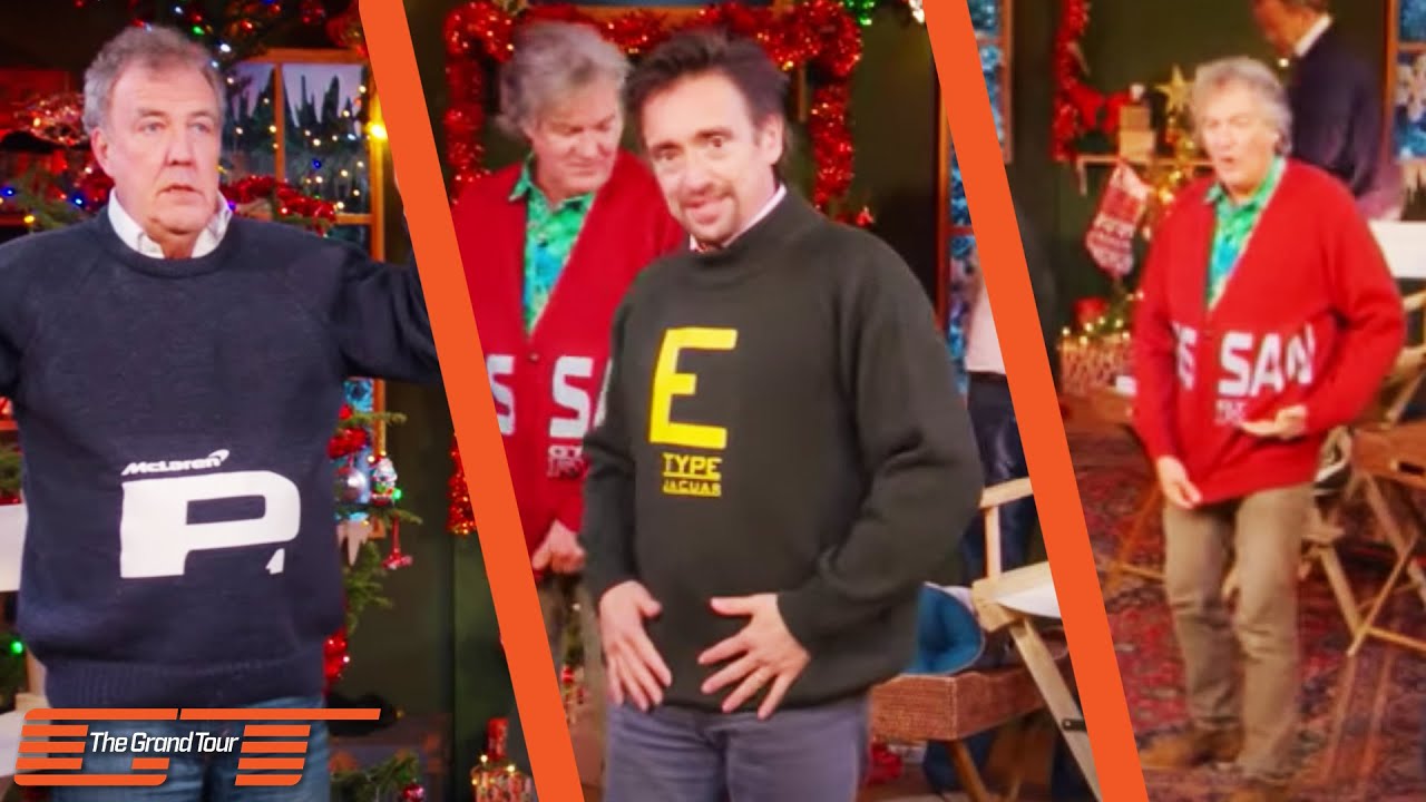 The Guys Present Their Range of Car Branded Christmas Jumpers | The Grand Tour