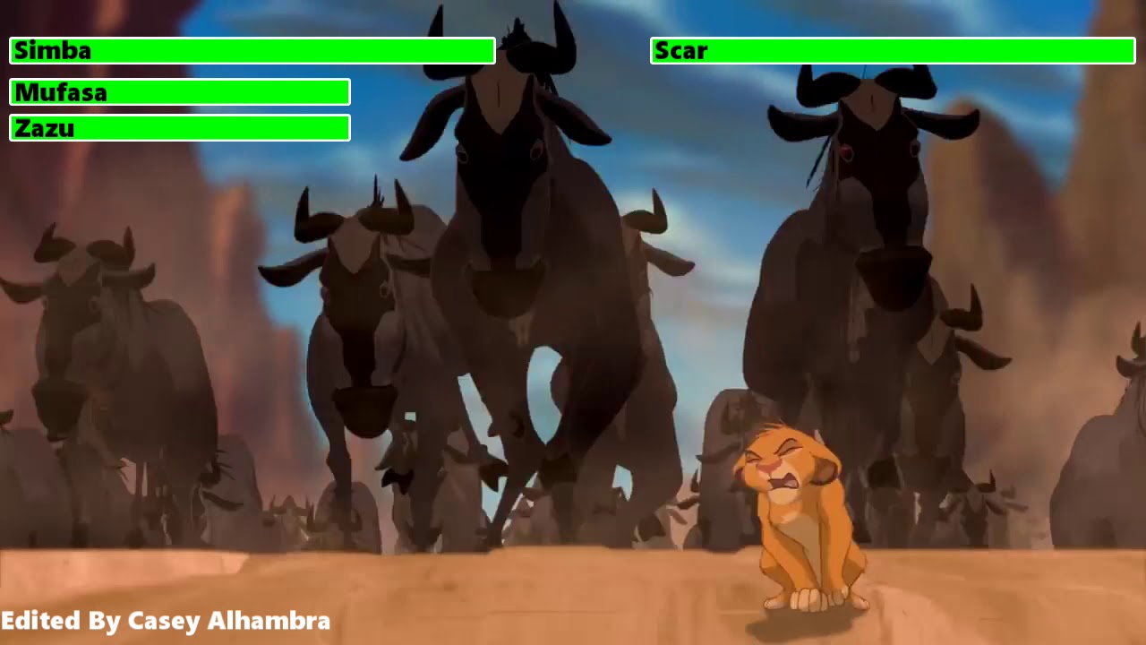 The Lion King (1994) Wildebeest Stampede with healthbars (1K Subscribers Special)