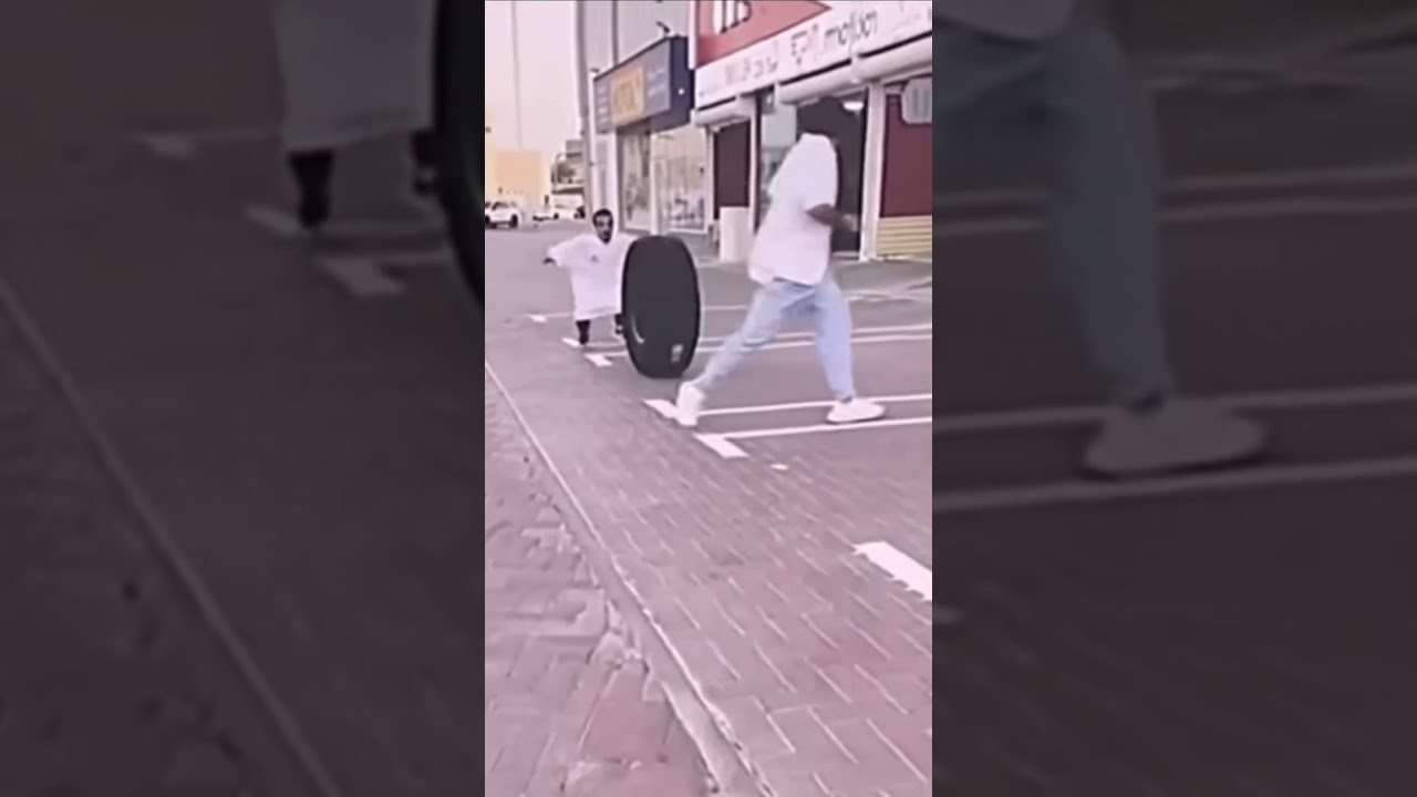 The little guy was running away from the tire