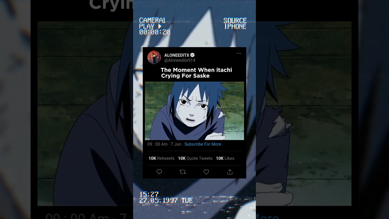 The Moment When itachi Crying For Sasuke