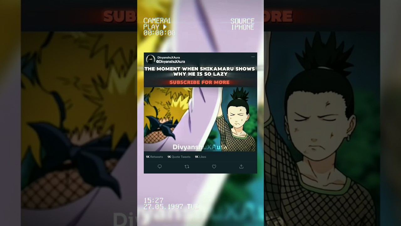 The moment when shikamaru shows why he is so lazy.. #Naruto #Shikamaru #shinobi #Animeshorts