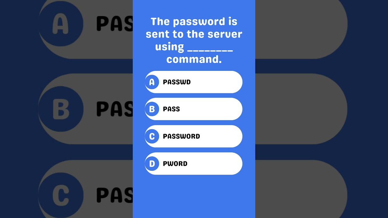 The password is sent to the server using ________ command.