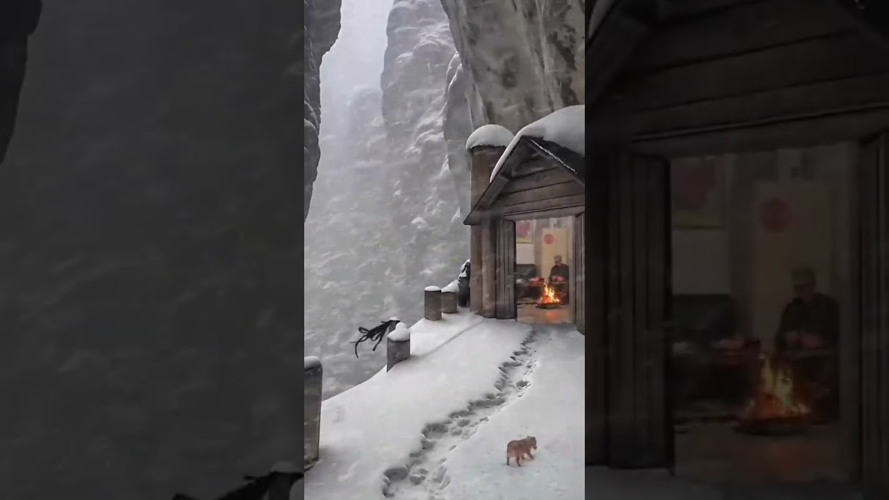 The Perfect Winter Retreat: Watching Snowfall from a Cozy Mountain Hideaway.