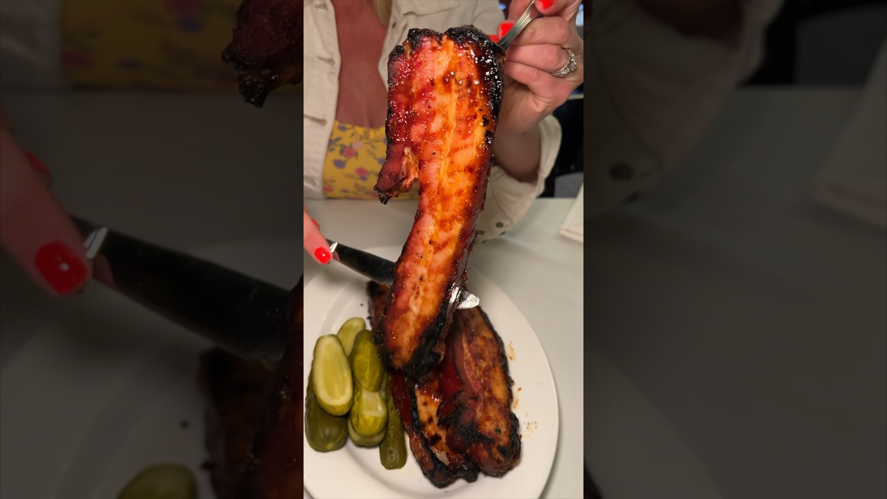 The Thick Cut Bacon from Amber Steakhouse in Brooklyn, NYC! 🥓🥩😍🔥 #DEVOURPOWER #NYC #BACON