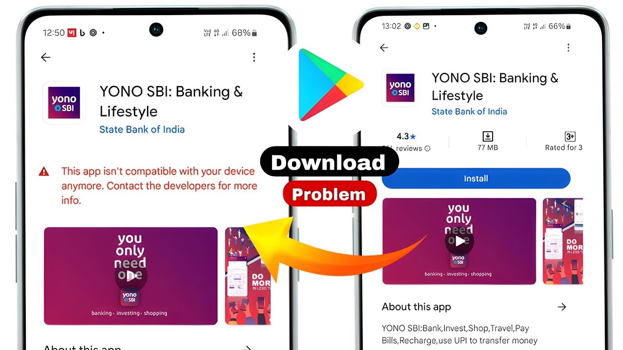 This app isn't compatible with your device anymore. contact the developers for more info yono sbi