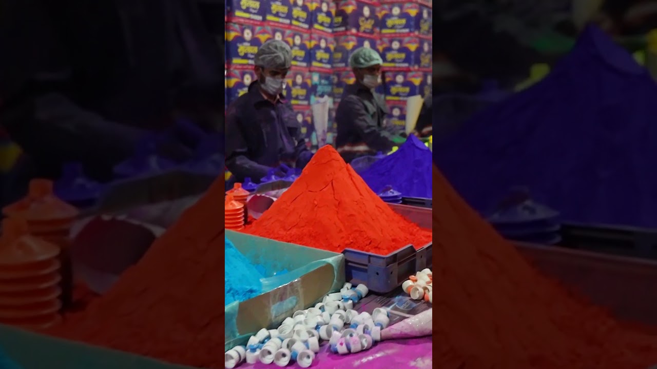 This company produces their gulal powder both by hand and by machine. #gulalpowder #holi #india