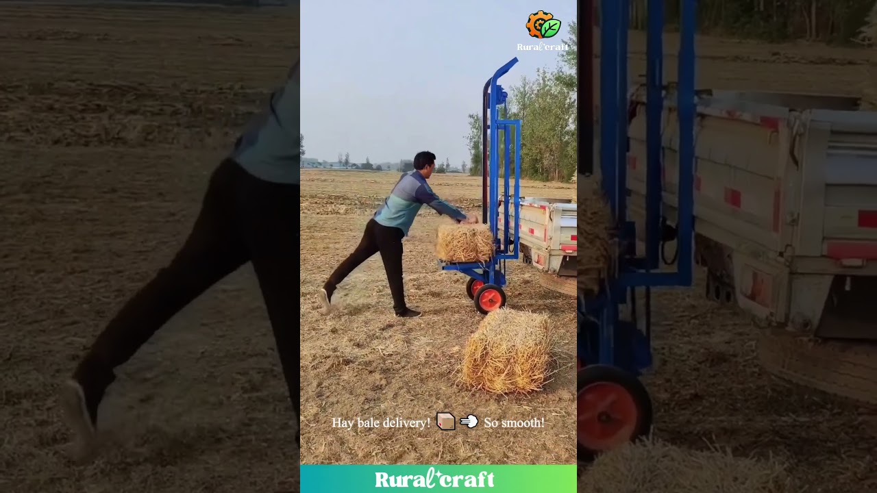 This Hay Bale YEETER is Farm Goals! 😂 Work Smarter, Not Harder! #farming #haybale #funny #gadget