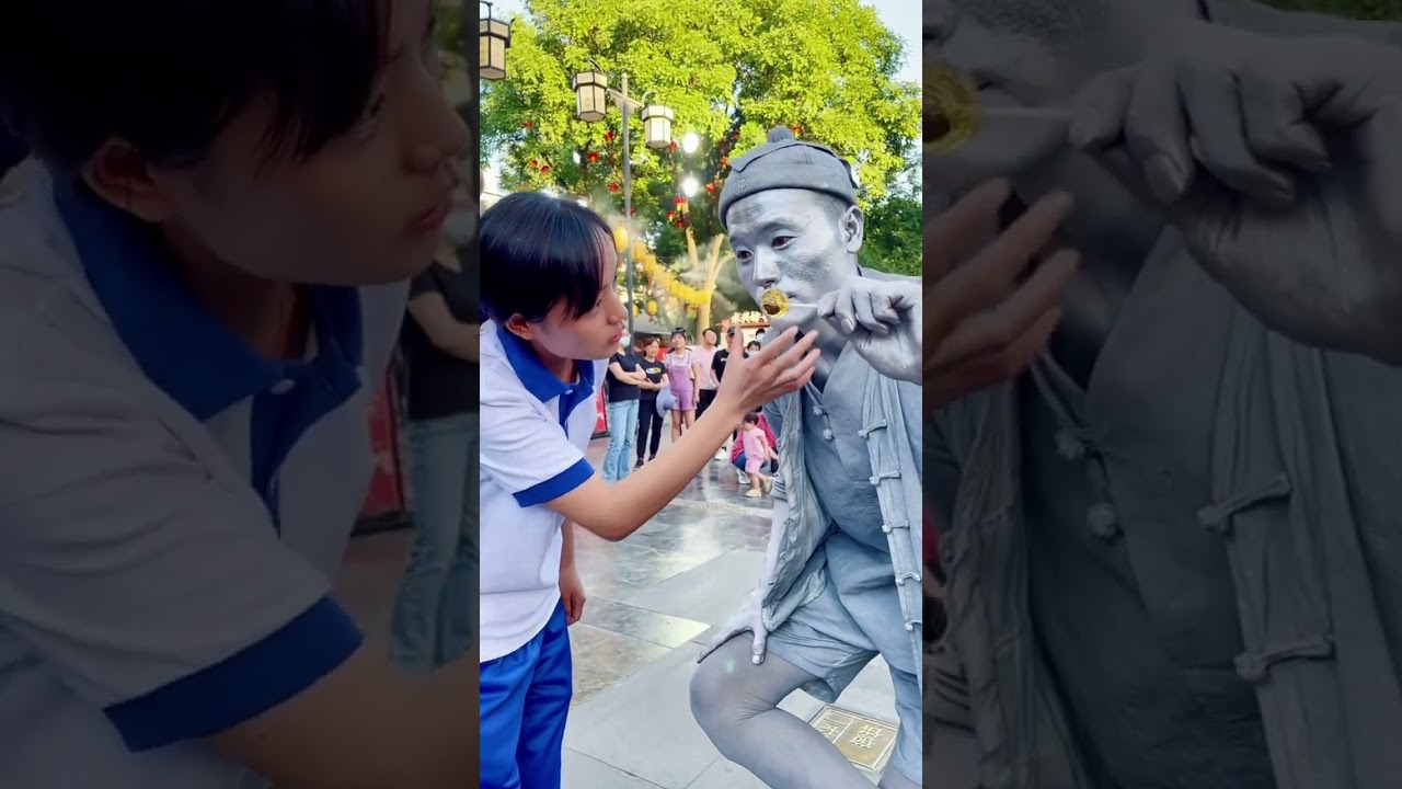 This Schoolgirl Stole My Lollipop😂#funny #silvermanstatue #performance