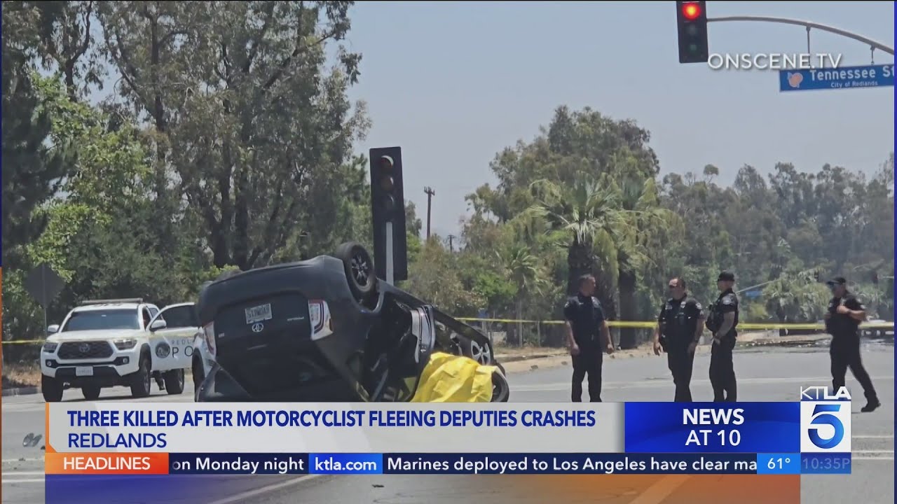Three killed in Redlands crash involving driver fleeing deputies