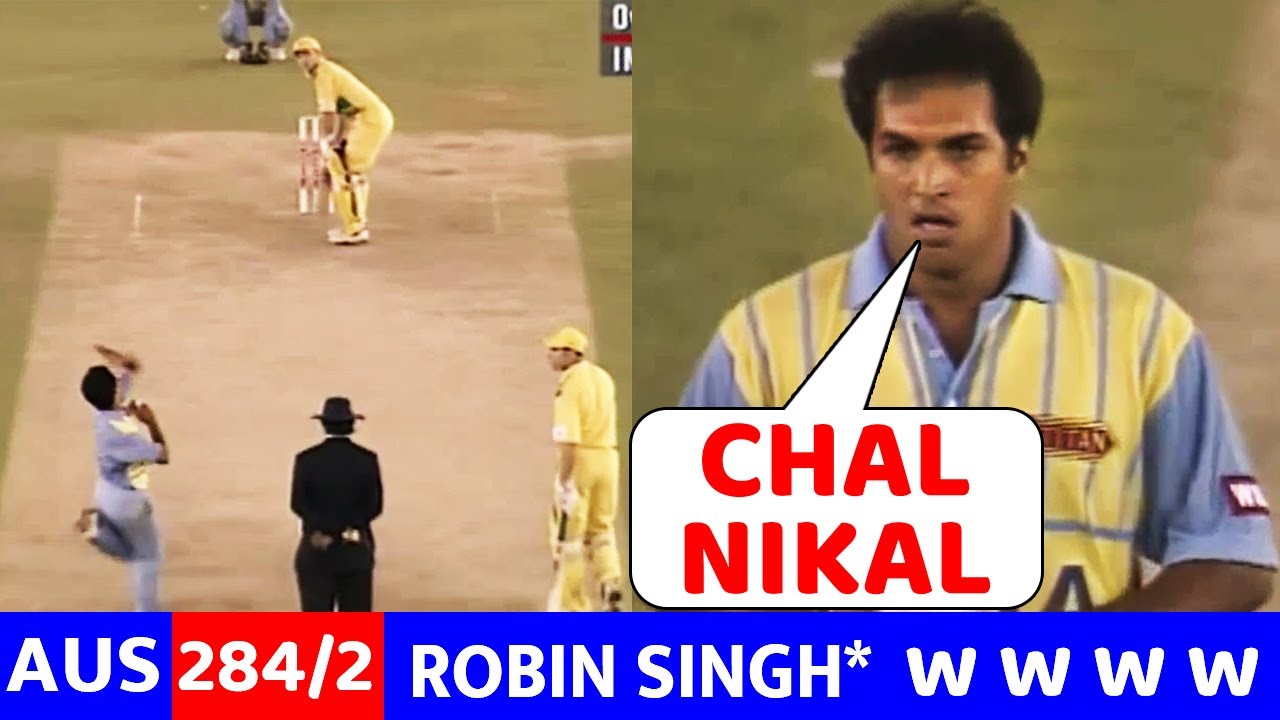 Thrilling Bowling 🔥 by Robin singh 2wkt Vs Australia | Ind vs Aus Titan cup 1996 | robin singh W W🔥😱