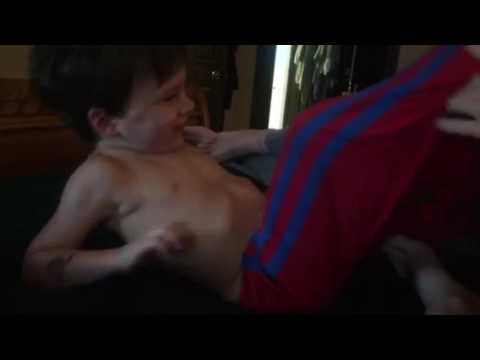 Tickle giggles on the eve of Jack's 5th birthday