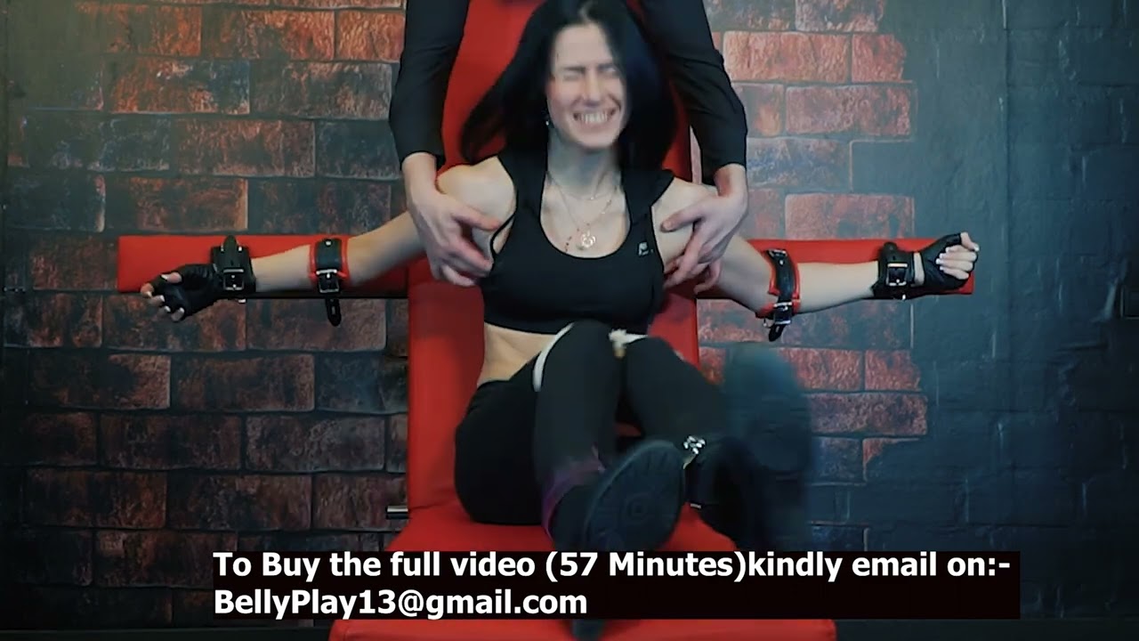 Tied Armpits tickling fun with cute model by her friend on tickling chair