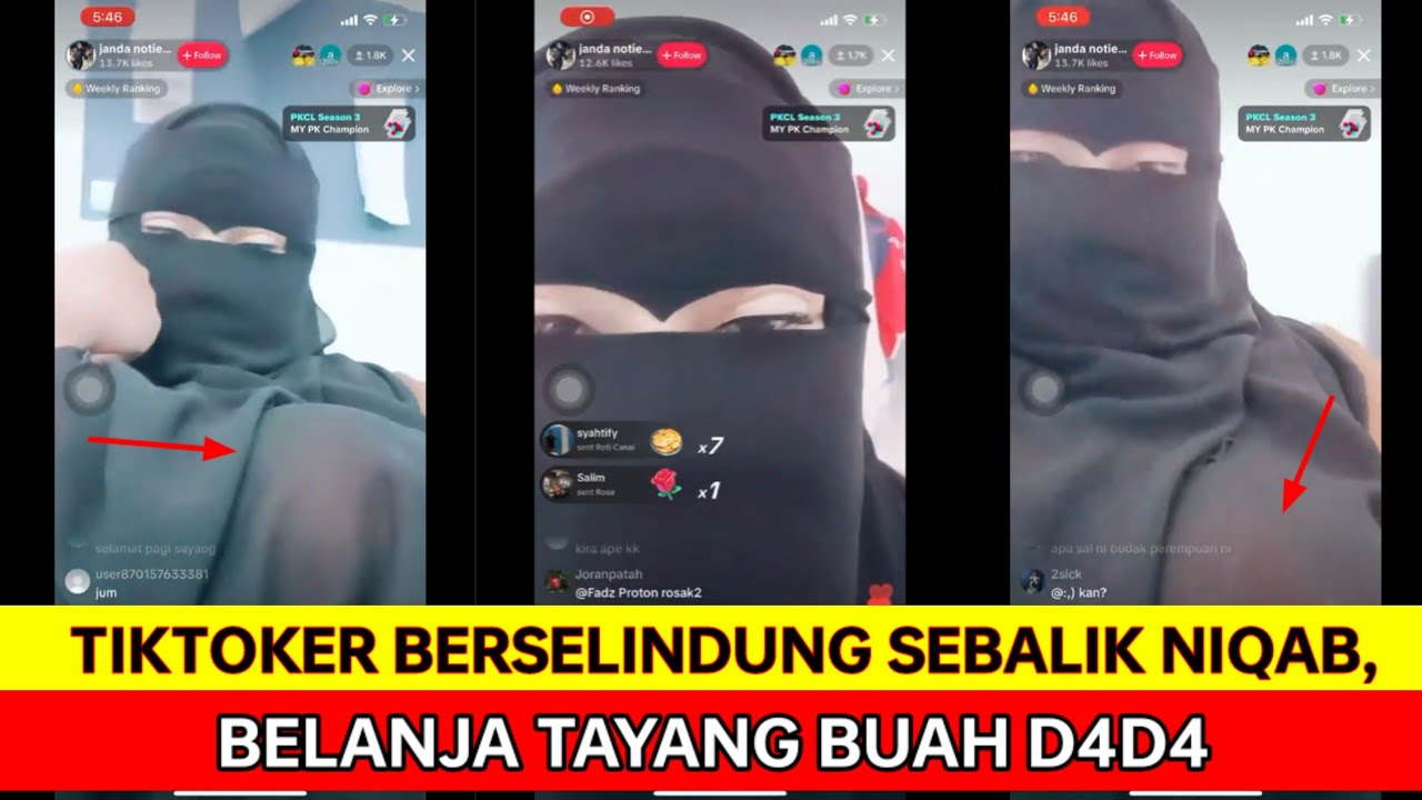TIKTOKER BELANJA TAYANG BUAH D4D4, BERSELINDUNG DISEBALIK NIQAB