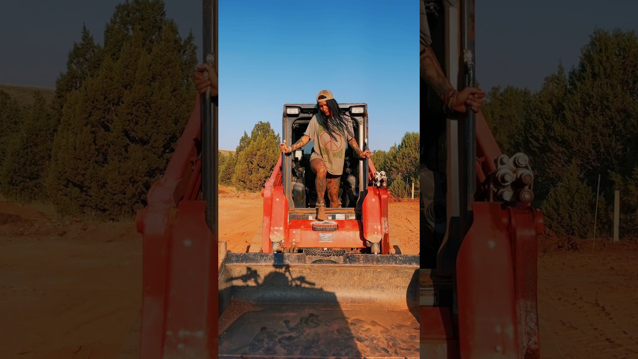 Time to get to work. You coming?? 🤠 #skidsteer #countrygirl #tattooedlife #country #barefooting