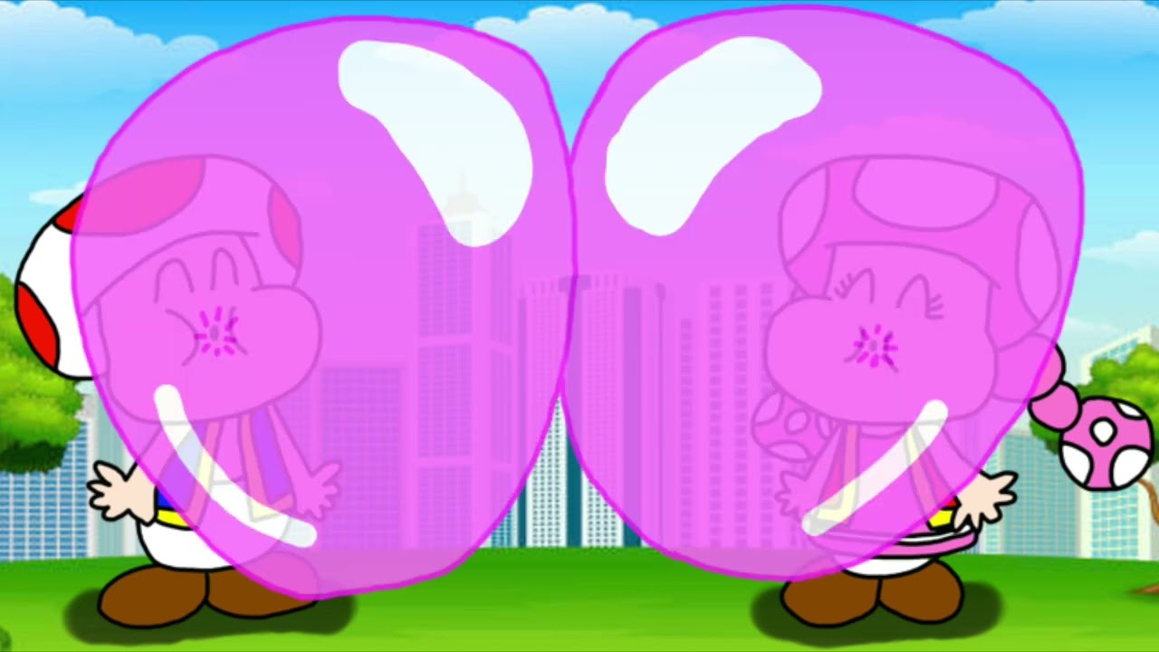 Toad and Toadette Blows Big Bubble Gum