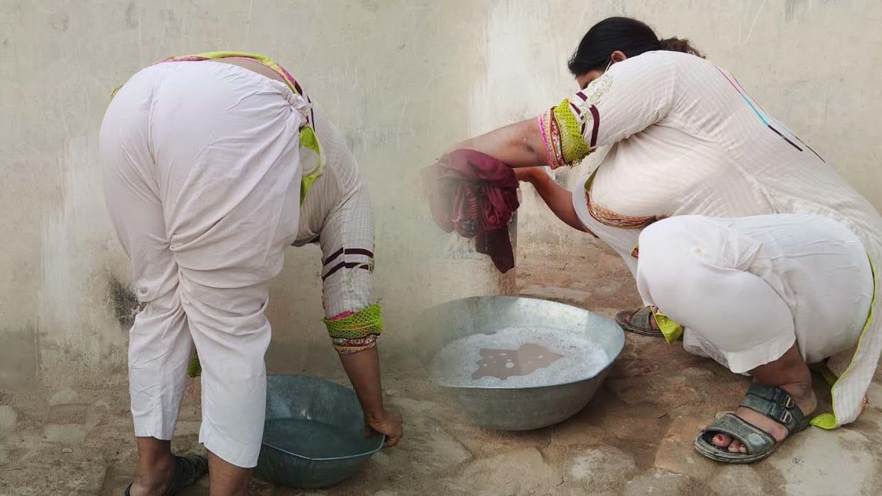 Today Washing Clothes _ Village Woman Work _ Cleaning Vlog _ Pak Family Vlog _ Desi Aunty Hot Vlog